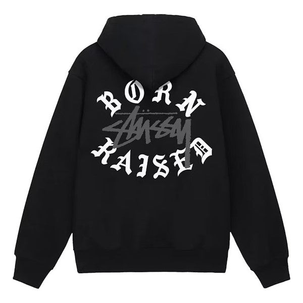 Stussy x Born x Raised Logo Zip Hoodie - Black