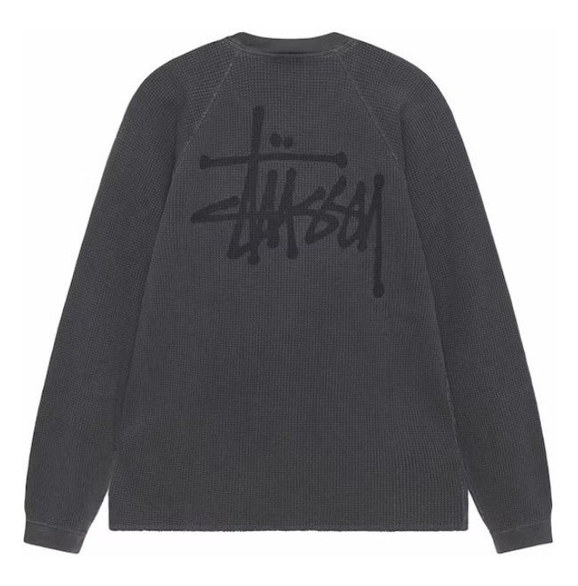 Stussy Raglan Thermal L/S Crew - Washed Black