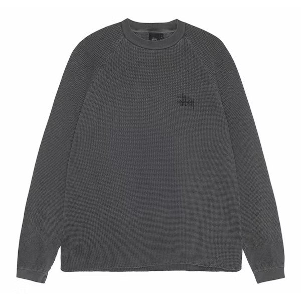 Stussy Raglan Thermal L/S Crew - Washed Black