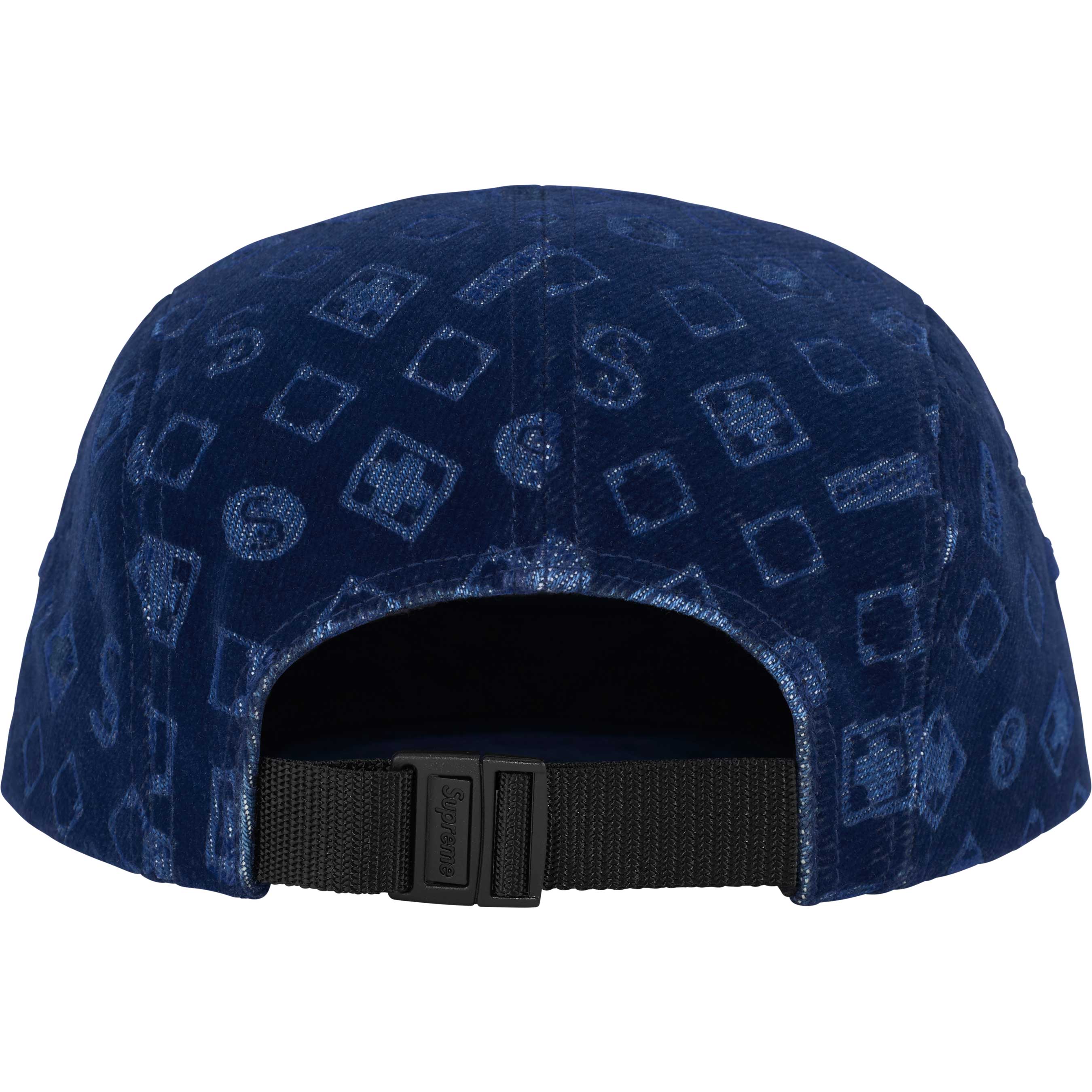 Supreme Flocked Denim Camp Cap - Blue