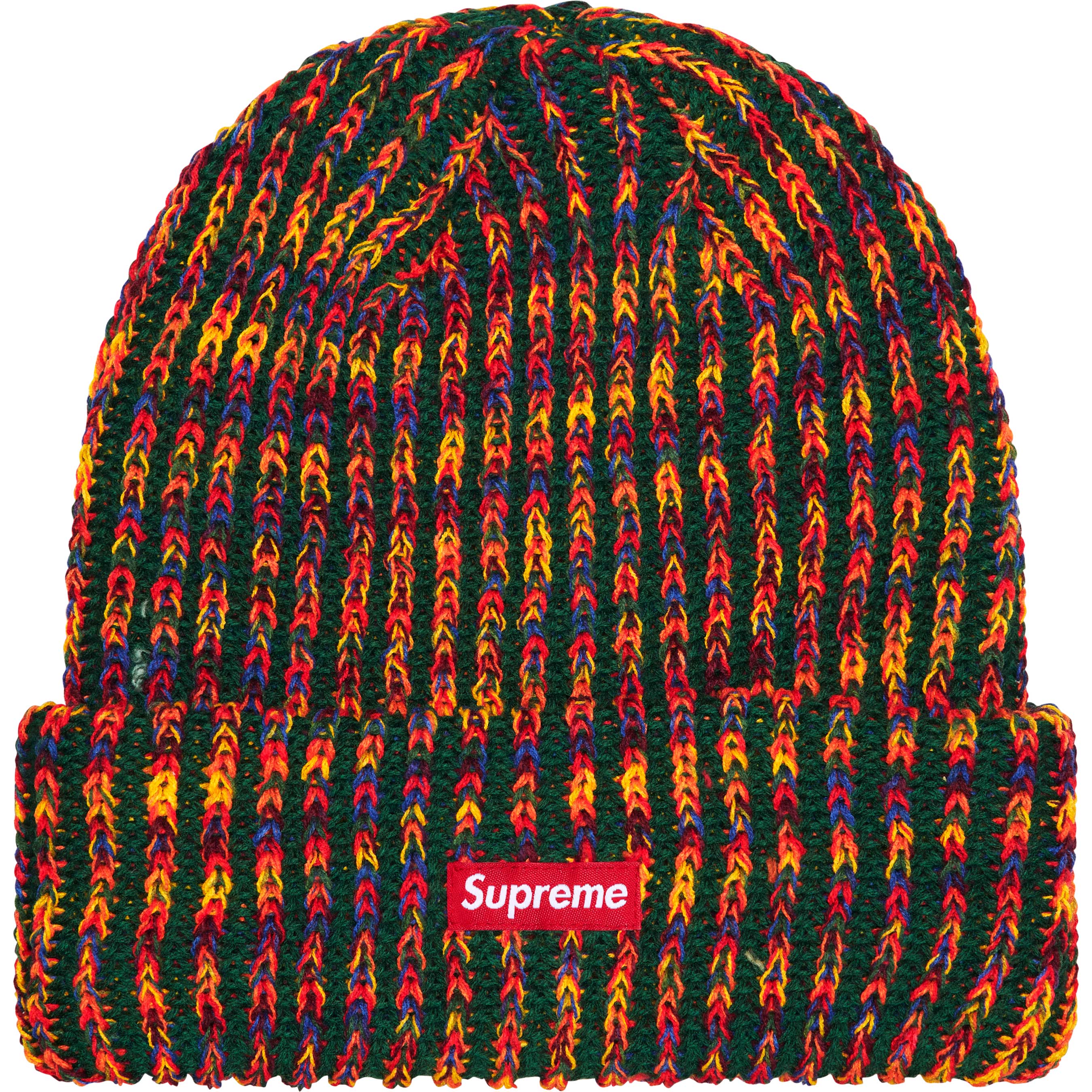 Supreme Rainbow Loose Gauge Beanie - Olive