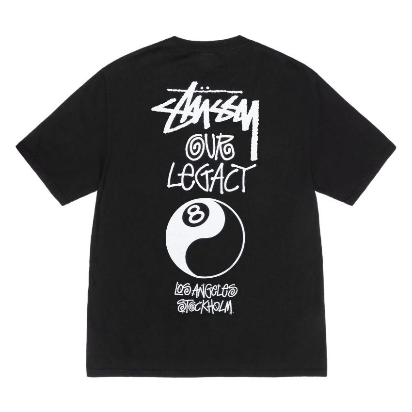 Our Legacy x Stussy 8 Ball Yin Yang Pigment Dyed Tee - Black