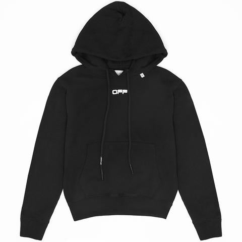 Off White Wavy Line Logo Over Hoodie Black